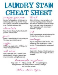 laundry stain cheat sheet